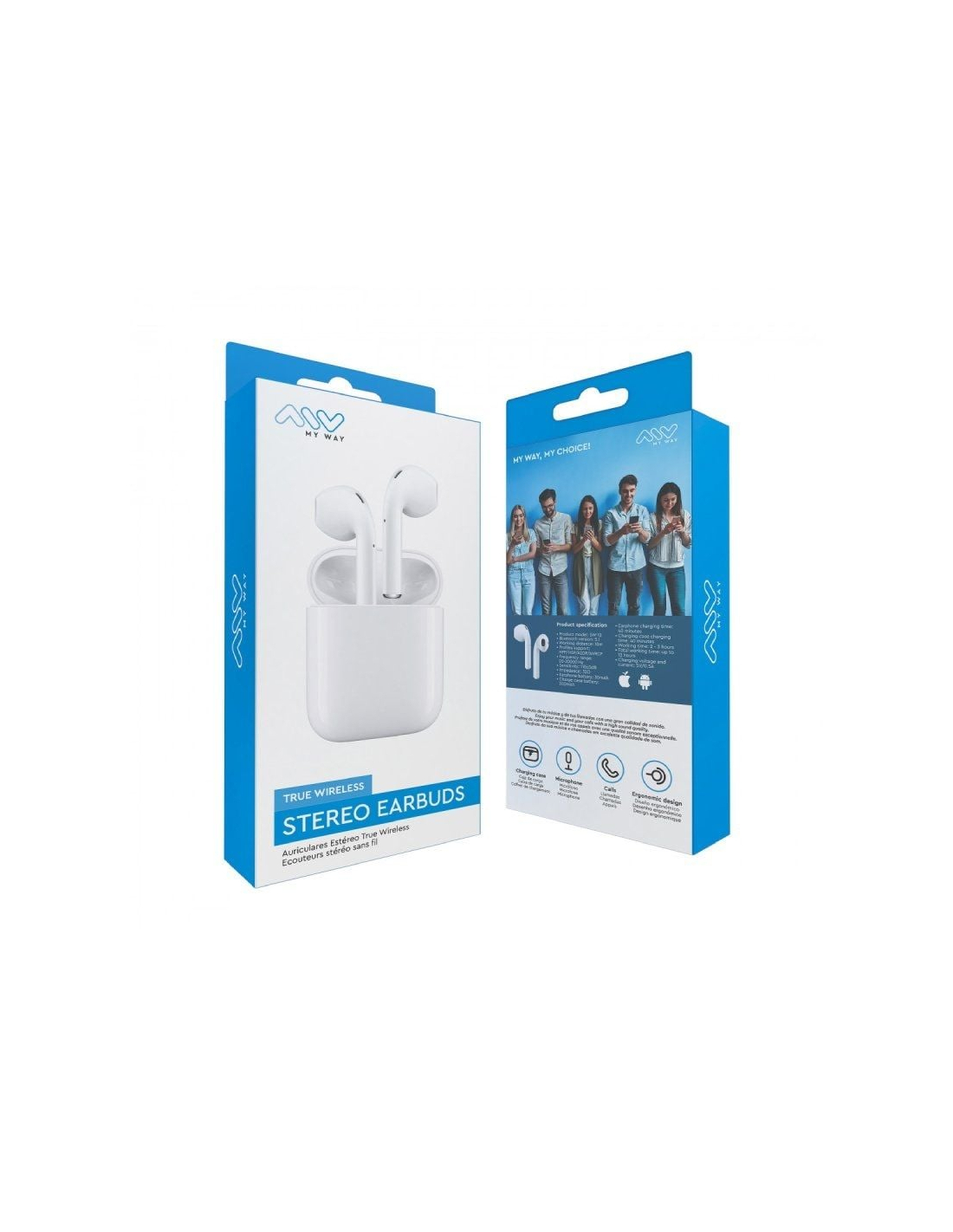 Myway Wireless Touch MWHPH0030 Auriculares Inalámbricos Blancos