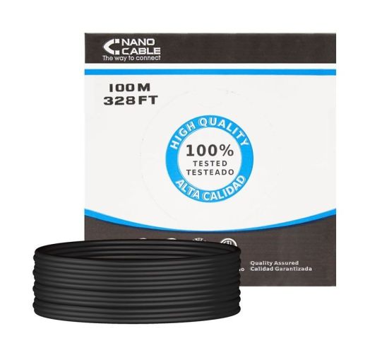 Bobina de cable rj45 para exteriores utp nanocable 10.20.0302-ext-bk cat.5e