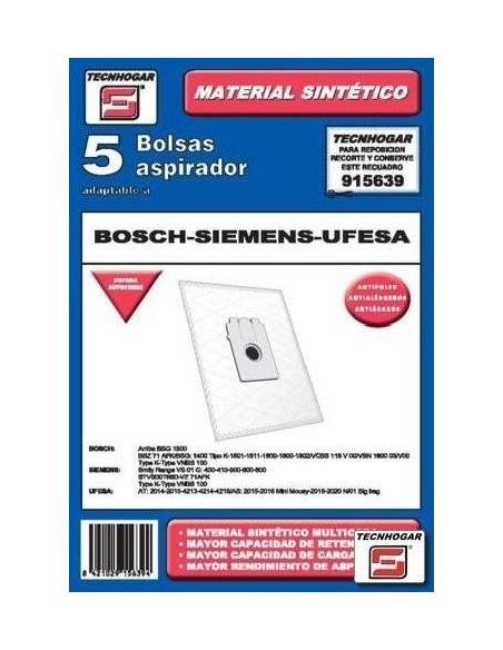 Bolsa Aspirador Bosch Siemens Ufesa Tecnhogar 915639
