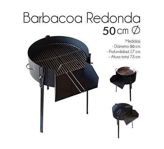 BARBACOA REDONDA 50cm DIAMETRO CHAPA Y CARBON GARCIA BARBACOAS