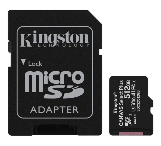 Tarjeta de memoria kingston canvas select plus 512gb microsd xc con adaptador