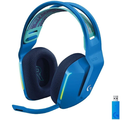 Auriculares gaming inalámbricos con micrófono logitech g733 - azul