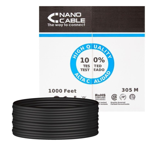 Bobina de cable rj45 utp nanocable 10.20.0304-ext-bk cat.5e