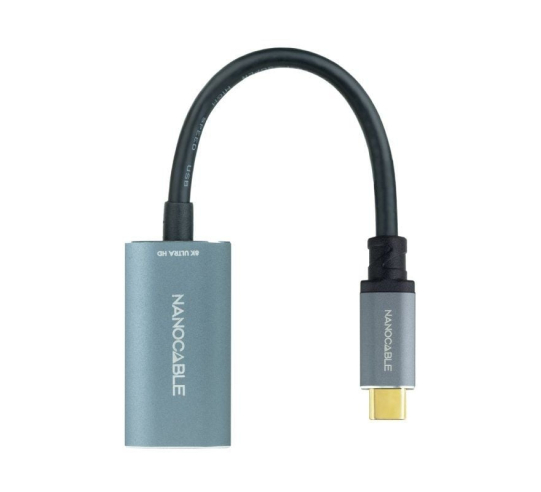Cable conversor nanocable 10.16.4104-g - usb tipo-c macho - displayport hembra - 15cm - gris