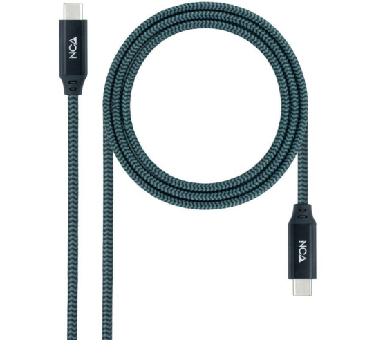 Cable usb 3.2 nanocable 10.01.4302-comb - usb tipo-c macho - usb tipo-c macho - 2m - gris y negro