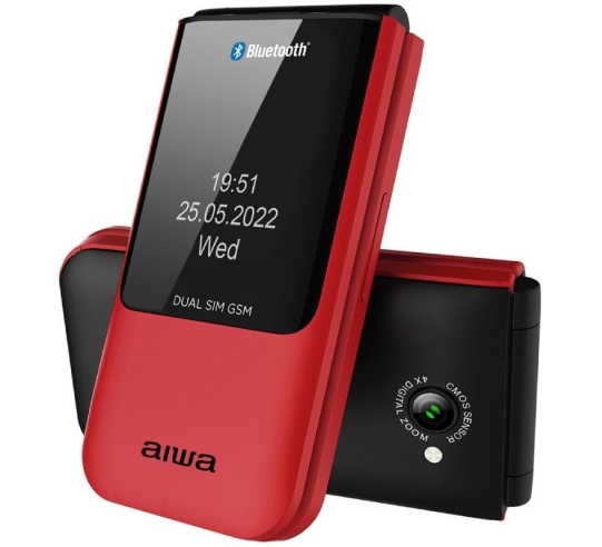 Teléfono móvil aiwa fp-24rd para personas mayores - rojo