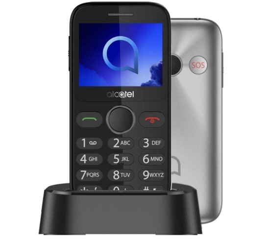 Teléfono móvil alcatel 2020x para personas mayores - plata metal