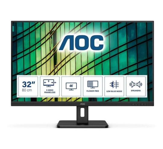 Monitor profesional aoc u32e2n 31.5' - 4k - multimedia - negro