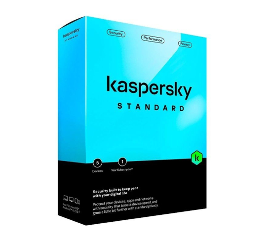 Antivirus kaspersky standard - 5 dispositivos - 1 año