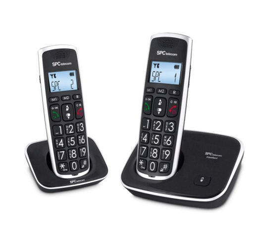 Teléfono inalámbrico spc comfort kaiser 7609n - pack duo - negro