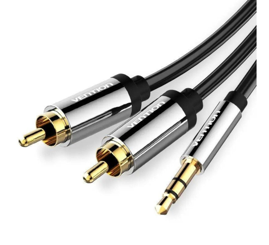 Cable estéreo vention bcfbh - jack 3.5 macho - 2x rca macho - 2m - negro