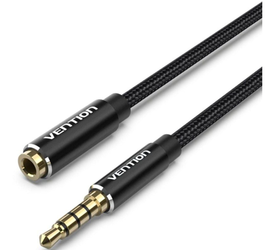 Cable estéreo vention bhcbg - jack 3.5 macho - jack 3.5 hembra - 1.5m - negro