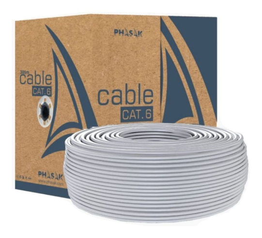 Bobina de cable rj45 utp phasak phr 6100 cat.6 - 100m