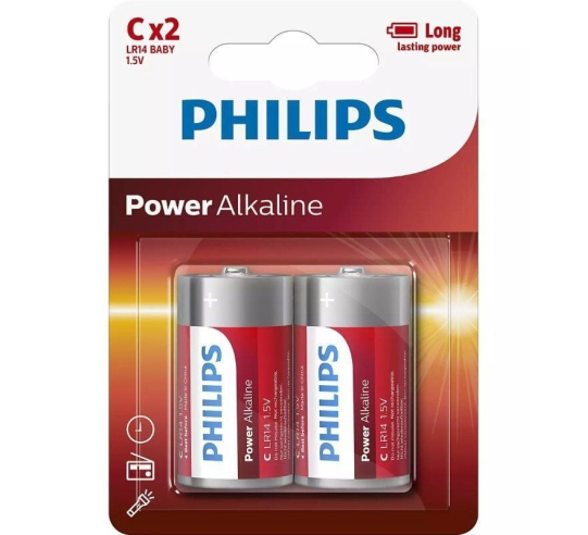 Pack de 2 pilas c philips lr14p2b/10 - 1.5v - alcalinas