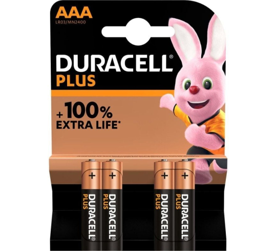 Pack de 4 pilas aaa duracell plus mn2400 - 1.5v - alcalinas