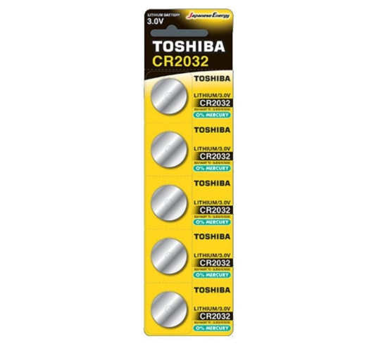 Pack de 5 pilas de botón toshiba cr2032 - 3v