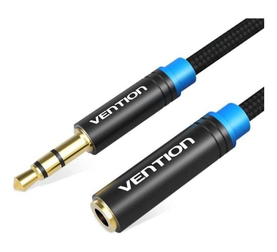 Cable estéreo vention vab-b06-b050-m - jack 3.5 macho - jack 3.5 hembra - 50cm - negro