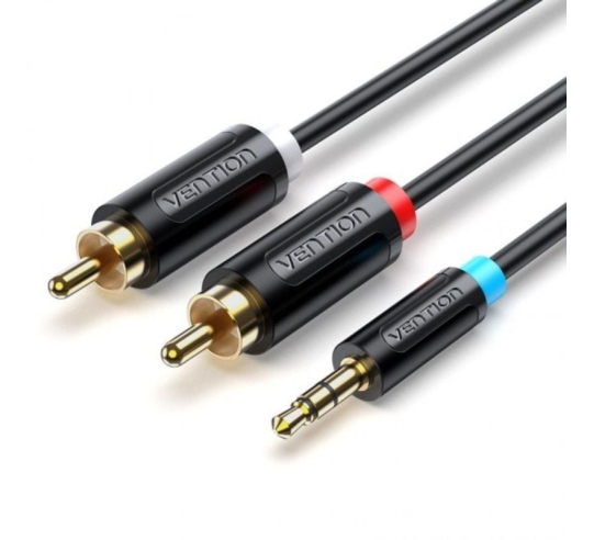 Cable estéreo vention bclbi - jack 3.5 macho - 2x rca macho - 3m - negro