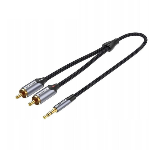 Cable estéreo vention bcnbf - jack 3.5 macho - 2x rca macho - 1m - gris