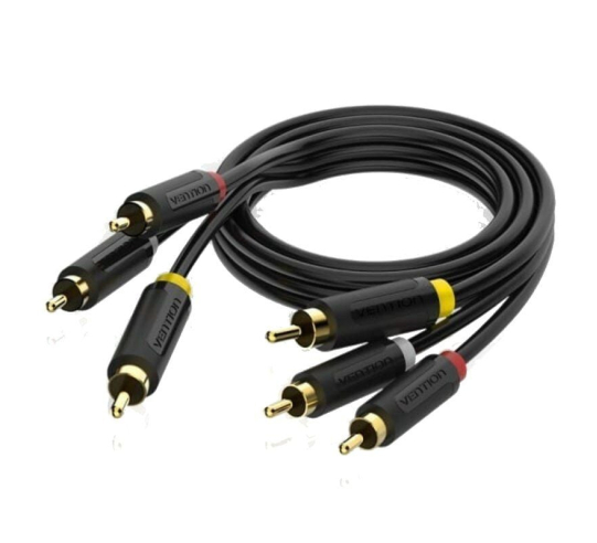 Cable estéreo vention bcabh - 3x rca macho - 3x rca macho - 2m - negro