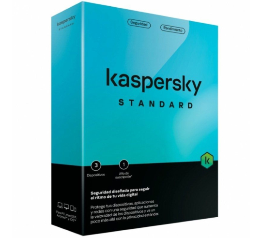 Antivirus kaspersky standard - 3 dispositivos - 1 año